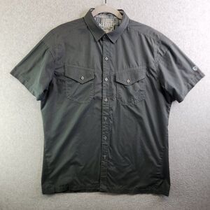 Kuhl Shirt Mens M Gray Stealth Travel Hiking Trails Mountains Odor Resistant UPF